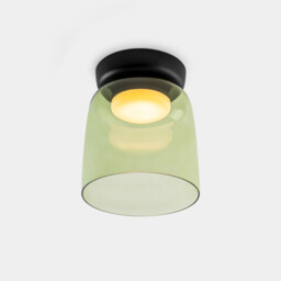 Levels Single Dome 22cm Bowl Semi Flush Ceiling Light Black, Green LED 28W CCT 2700-3000-4000K Phase Cut Dimming