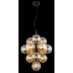 Conor Globe Pendant Ceiling Light Matt Black Balls Amber Glass Shade 13x G9 - thumbnail 5