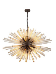 Hornby 32 Light E27, Oval Pendant Brown Oxide , Champagne Glass