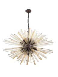 Hornby 32 Light E27, Oval Pendant Brown Oxide , Champagne Glass - thumbnail 5