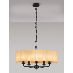 Banyan 5 Light Multi Arm Pendant With 60cm x 15cm Organza Shade Matt Black/Soft Bronze - thumbnail 2