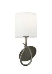 Lua Wall Lamp Switched 1 Light E27, Satin Nickel with White Shade