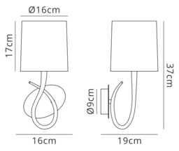 Lua Wall Lamp Switched 1 Light E27, Satin Nickel with White Shade - thumbnail 2