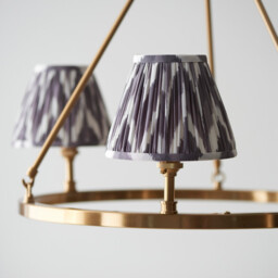 Chester Brushed Aged Brass Plate Pendant Light with Pearl Grey Fabric Zigzag Shade 16cm 3x B22 - thumbnail 5
