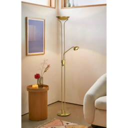 Brazier 2 Light Floor Lamp With USB 2.1 mAh Socket, 20+5W LED, 3000K Touch Dimmer, 2300lm, Satin Nickel, 3yrs Warranty - thumbnail 3