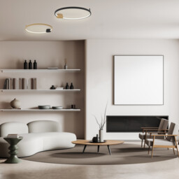 Viora 64cm Integrated Led Semi Flush Ceiling Light Black Matt-Gold Matt Ring LED 3000K Dimmable - thumbnail 3