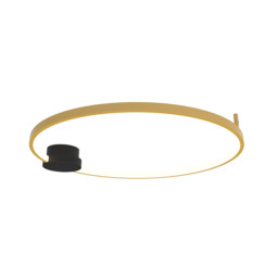 Viora 64cm Integrated Led Semi Flush Ceiling Light Black Matt-Gold Matt Ring LED 3000K Dimmable