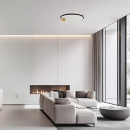 Viora 64cm Integrated Led Semi Flush Ceiling Light Black Matt-Gold Matt Ring LED 3000K Dimmable - thumbnail 2