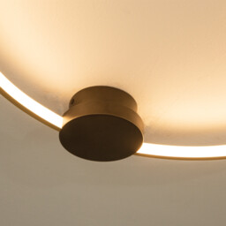 Viora 64cm Integrated Led Semi Flush Ceiling Light Black Matt-Gold Matt Ring LED 3000K Dimmable - thumbnail 5