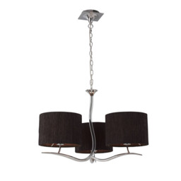 Eve Pendant 3 Light E27, Polished Chrome With Black Round Shades - thumbnail 1