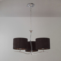 Eve Pendant 3 Light E27, Polished Chrome With Black Round Shades - thumbnail 2