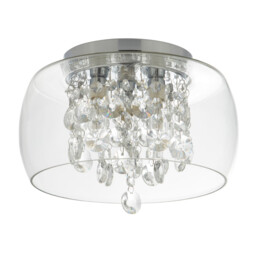 3 Light Bathroom Flush Ceiling Light Chrome, Crystal IP44, G9 - thumbnail 2