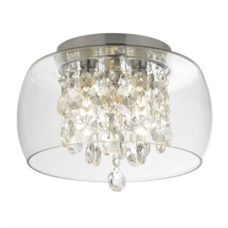 3 Light Bathroom Flush Ceiling Light Chrome, Crystal IP44, G9 - thumbnail 1