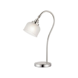 DeRuyter Table Lamp 1 Light E27 Polished Nickel/Frosted Glass