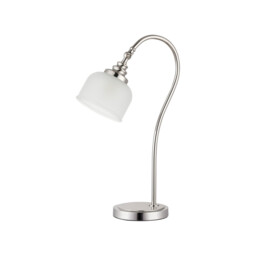 DeRuyter Table Lamp 1 Light E27 Polished Nickel/Frosted Glass - thumbnail 5