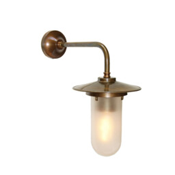 Florin Outdoor Wall Light, Antique Brass, Frosted Glass, IP65