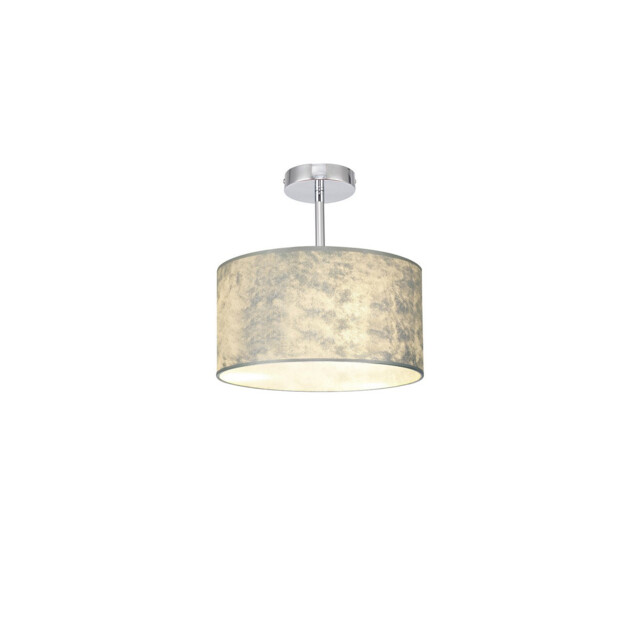 Baymont Polished Chrome E27 Semi Flush Fixture With 30cm x 17cm Silver Leaf Shade - image 1