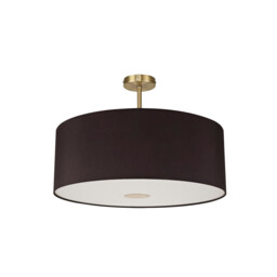Baymont Antique Brass E27 Semi Flush With 60cm x 22cm Faux Silk Shade, Black/White Laminate - thumbnail 5