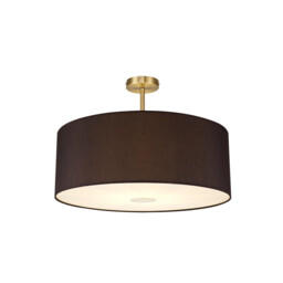 Baymont Antique Brass E27 Semi Flush With 60cm x 22cm Faux Silk Shade, Black/White Laminate