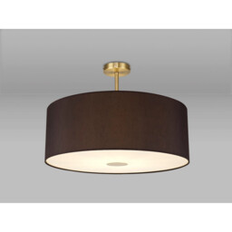 Baymont Antique Brass E27 Semi Flush With 60cm x 22cm Faux Silk Shade, Black/White Laminate - thumbnail 2