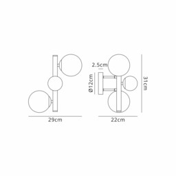 Marshall Wall Lamp, 3 Light G9, Satin Gold, Chrome Plated Glass - thumbnail 2