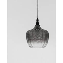 Loni Dome Pendant Ceiling Light Matt Black Metal Smoky Grey Glass LED E27 - thumbnail 3