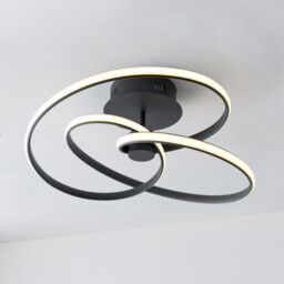 Dune Modern Designer LED Semi Flush Light Swirl Textured Black Finish - thumbnail 2