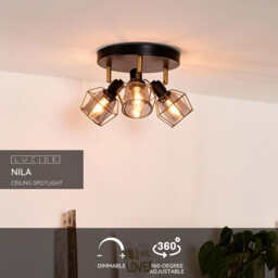 Nila Vintage Ceiling Spotlight - Ø 36cm - 3xE14 - Black - thumbnail 2