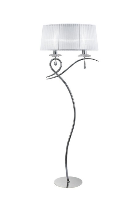 Louise Floor Lamp 2 Light E27 with White Shade Polished Chrome, Clear Crystal - image 1