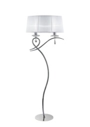 Louise Floor Lamp 2 Light E27 with White Shade Polished Chrome, Clear Crystal - thumbnail 1