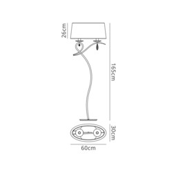 Louise Floor Lamp 2 Light E27 with White Shade Polished Chrome, Clear Crystal - thumbnail 2