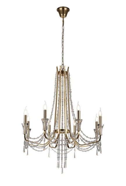 Armand Ceiling Chandelier Pendant 8 Light E14 French Gold, Crystal - image 1
