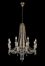 Armand Ceiling Chandelier Pendant 8 Light E14 French Gold, Crystal - thumbnail 3