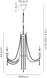 Armand Ceiling Chandelier Pendant 8 Light E14 French Gold, Crystal - thumbnail 2