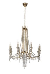Armand Ceiling Chandelier Pendant 8 Light E14 French Gold, Crystal - thumbnail 5
