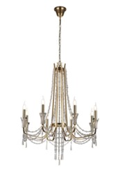 Armand Ceiling Chandelier Pendant 8 Light E14 French Gold, Crystal