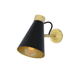 Preston Wall Light, Matt Black and Polished Brass - thumbnail 1
