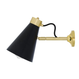 Preston Wall Light, Matt Black and Polished Brass - thumbnail 2