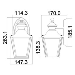 Bay Shore 1 Light Small Outdoor Wall Lantern Polished Brass IP44, E27 - thumbnail 5