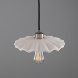 Kapok Dome Pendant, Matte White Striped, Antique Silver - thumbnail 3