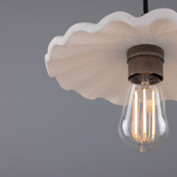 Kapok Dome Pendant, Matte White Striped, Antique Silver - thumbnail 5