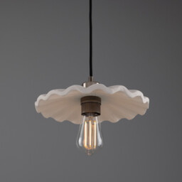 Kapok Dome Pendant, Matte White Striped, Antique Silver - thumbnail 2