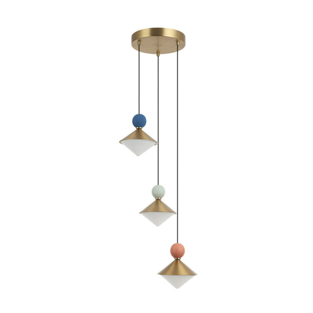 Radiant 3 Light Cluster Pendant Ceiling Light Brass-Beige Red-Pastel Grey Greenpastel Blue LED 3000K Dimmable - image 1
