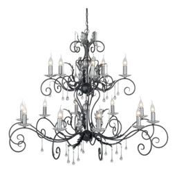 Amarilli 15 Light Candle Pendant Black, Silver