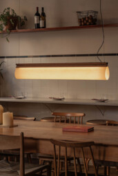 Cata LED Bar Pendant Ceiling Light Wood, Beige Shade 2700K - thumbnail 2
