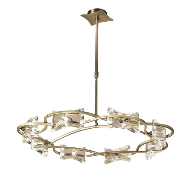Kromo Telescopic Semi Flush 8 Light G9 Round, Antique Brass - image 1