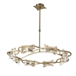 Kromo Telescopic Semi Flush 8 Light G9 Round, Antique Brass - thumbnail 1