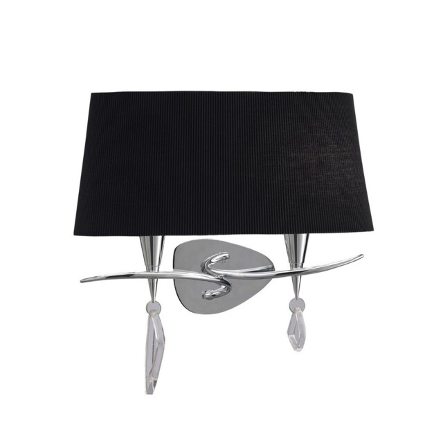Wall Lamp Switched 2 Light, Polished Chrome with Black Shade - image 1