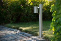 Arne-Led Modern Bollard Light Outdoor - Ø 6,3cm - LED - GU10 - 1x5W 2700K - IP44 - Satin Chrome - thumbnail 3