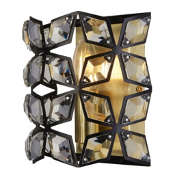 Iris Wall Light Black, Crystal, Brass - thumbnail 1